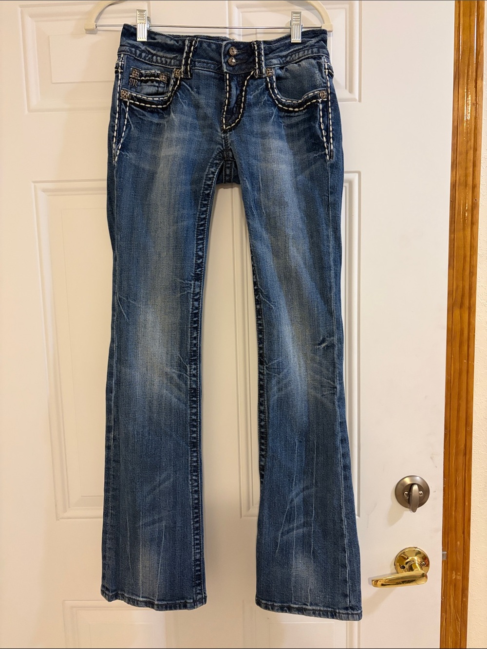 Miss Me Blue Flare Jeans with Contrast Stitching